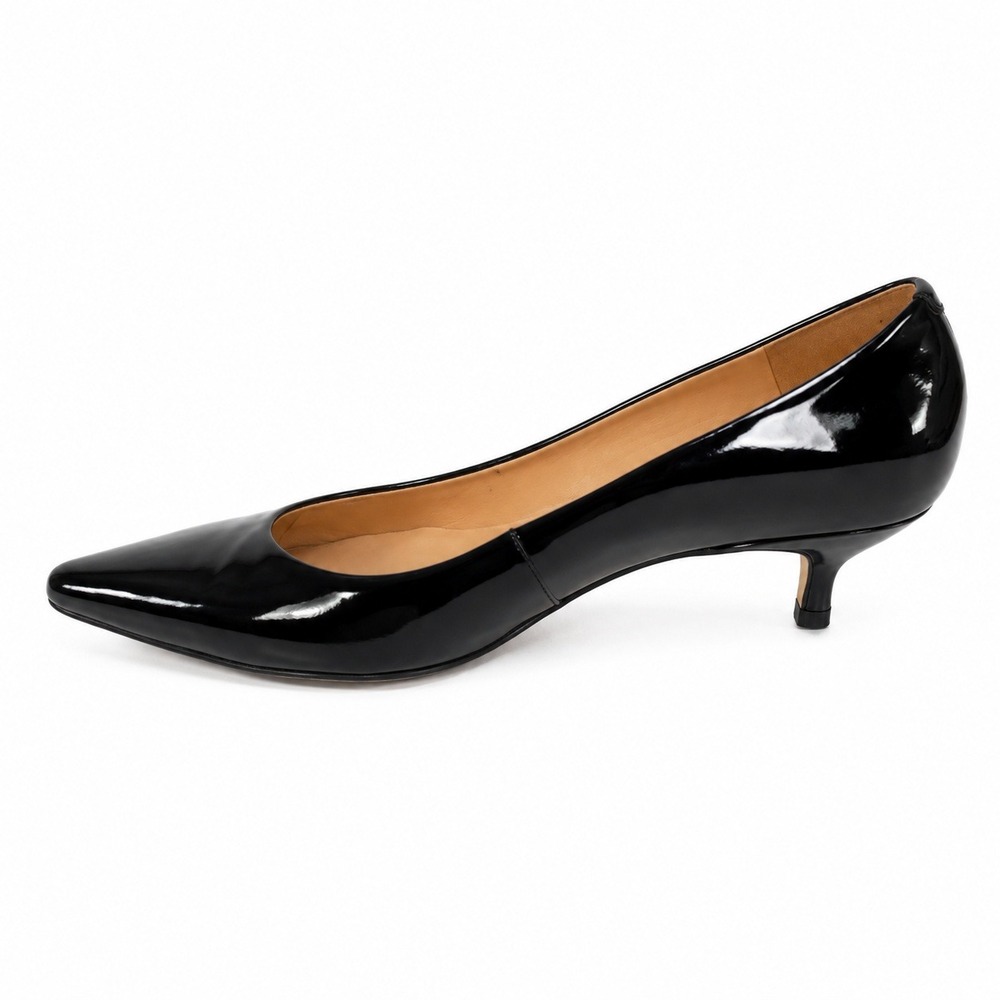 Talbots 8.5M Sylvie Kitten Heel Pump Pointed Toe Patent Leather Black Comfort
